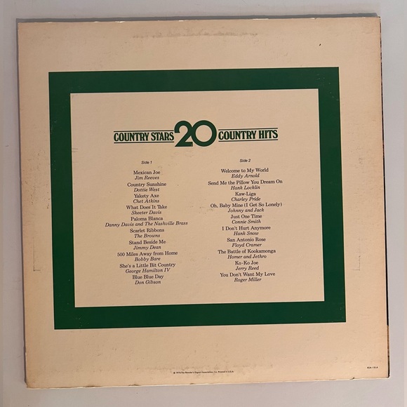 Country Stars 20 Country Hits Vinyl Record 1976 Readers Digest used READ - Picture 2 of 4
